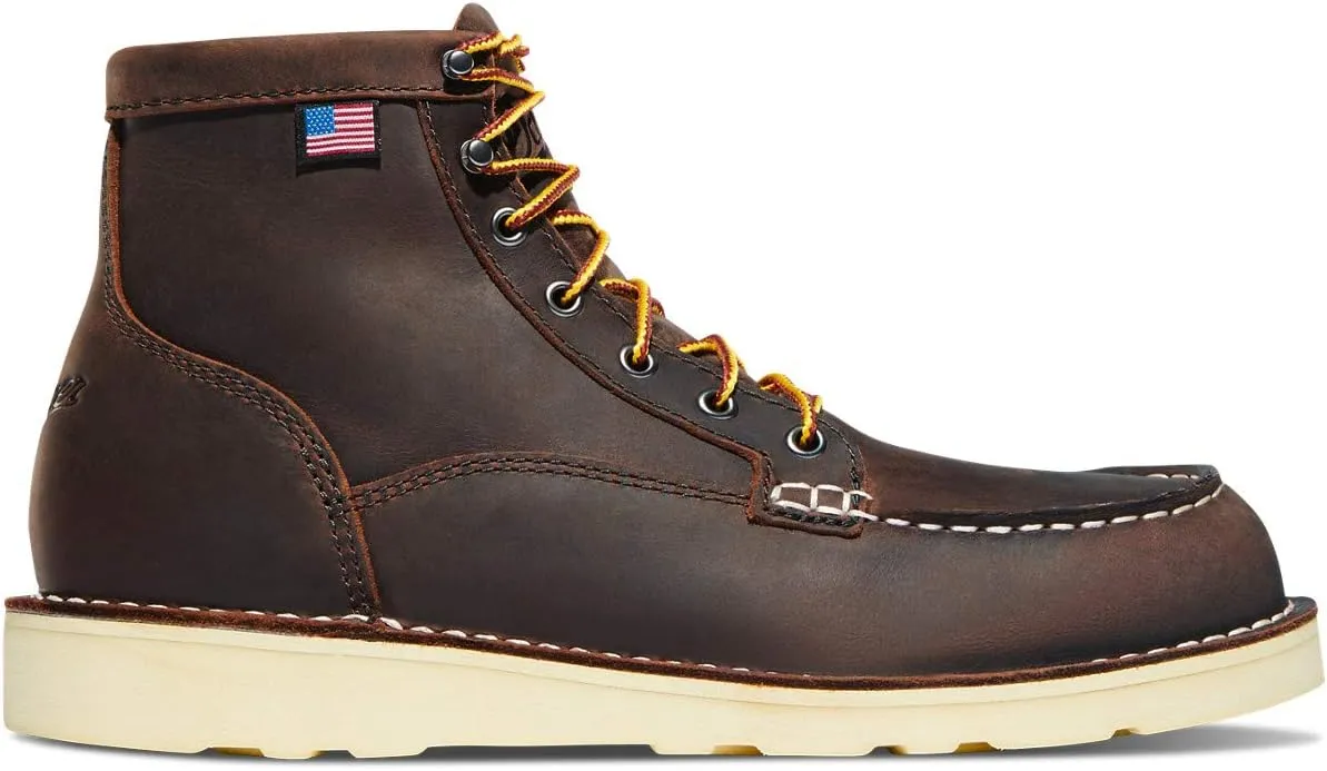 Danner 6 Bull Run Moc Toe Work Boots for Women - Durable Full-Grain Leather with Non Slip Wedge Outsole and 3-Density Cushion Footbed, EH Resistant
