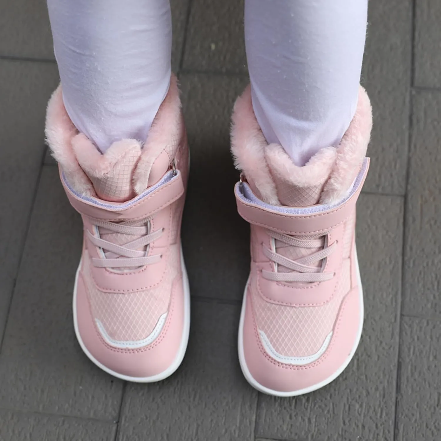 Fuzzy Lined Warm Snow Booties For Childrens Boys Girls Kids Open Toe Leather Soft Sole Boots Shoes Non Slip Sneaker