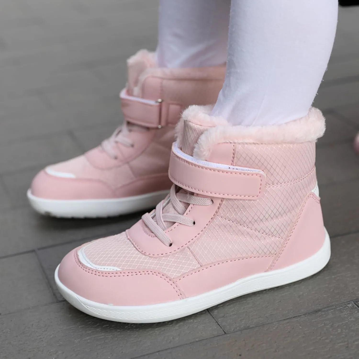 Fuzzy Lined Warm Snow Booties For Childrens Boys Girls Kids Open Toe Leather Soft Sole Boots Shoes Non Slip Sneaker
