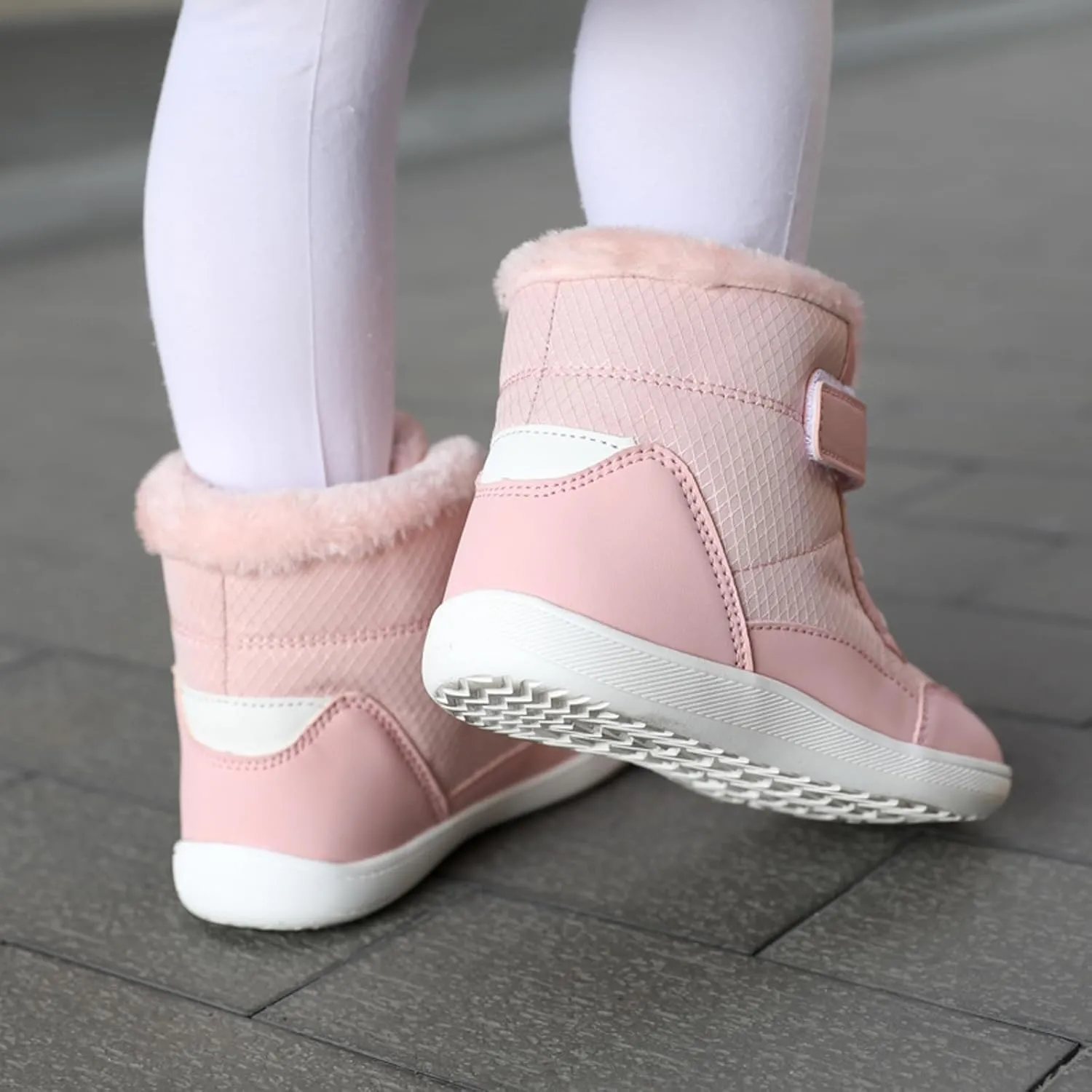 Fuzzy Lined Warm Snow Booties For Childrens Boys Girls Kids Open Toe Leather Soft Sole Boots Shoes Non Slip Sneaker