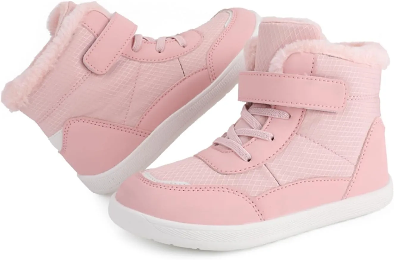 Fuzzy Lined Warm Snow Booties For Childrens Boys Girls Kids Open Toe Leather Soft Sole Boots Shoes Non Slip Sneaker