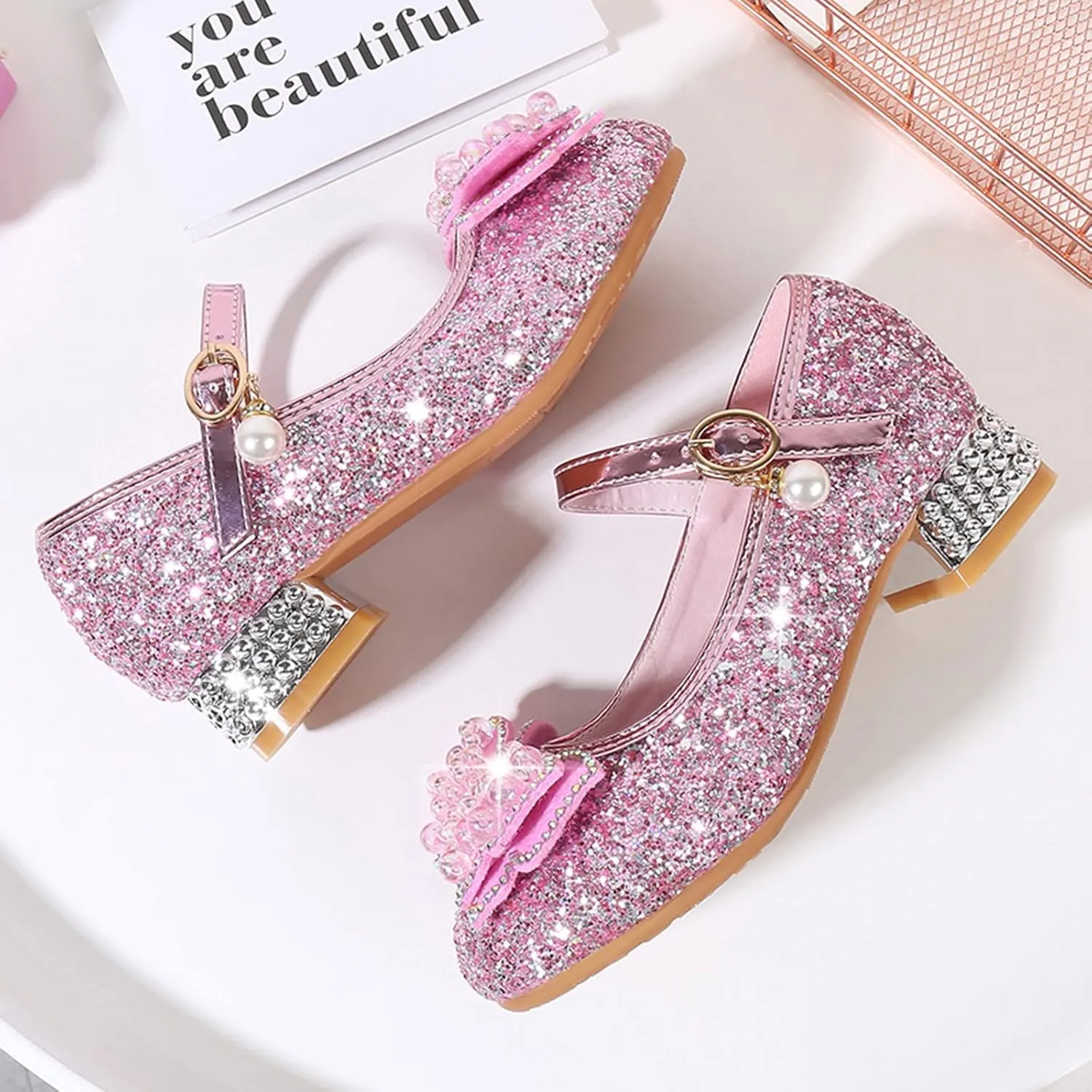 Girls Sandals Size 7 Toddler Toddler Little Kid Girls Dress Pumps Glitter Sequins Sliders Sandals for Girls