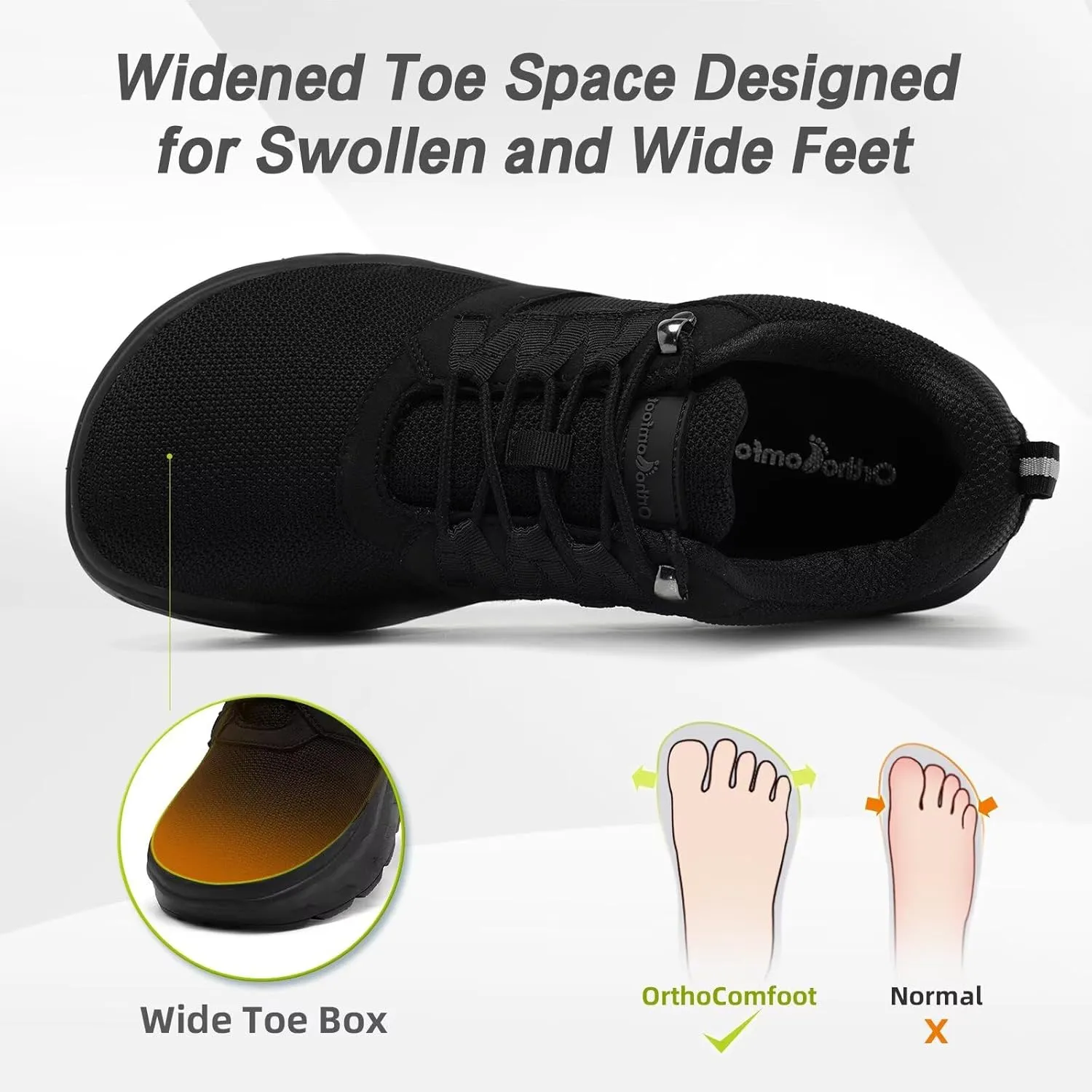 Men's Orthopedic Diabetic Wide Walking Shoes: Comfortable Plantar Fasciitis Fashion Sneakers with Arch Support, Casual Hammer Toes Swollen Tennis Work Sports Shoes for Heel and Foot Pain Relief