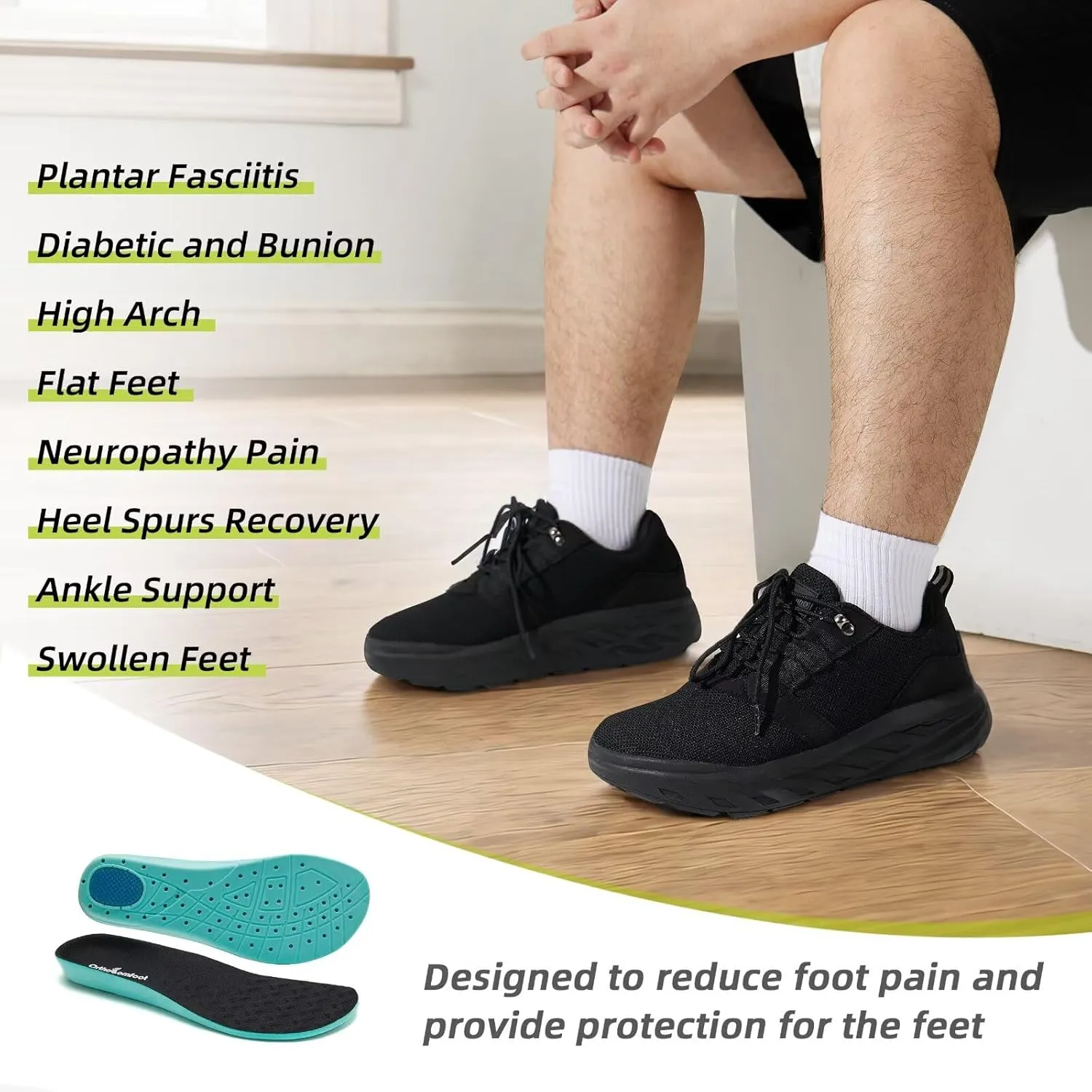 Men's Orthopedic Diabetic Wide Walking Shoes: Comfortable Plantar Fasciitis Fashion Sneakers with Arch Support, Casual Hammer Toes Swollen Tennis Work Sports Shoes for Heel and Foot Pain Relief