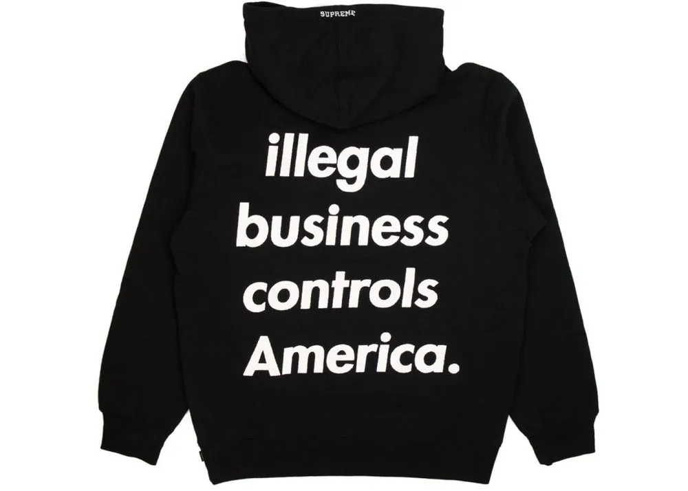 Supreme Illegal Business Hooded Sweatshirt Black (Size L)