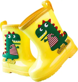 Toddler Kids Waterproof Rain Boots Cartoon Infant Boys Girls PVC Rain Boots Waterproof Rain Shoe for (Yellow, 2-3 Years)