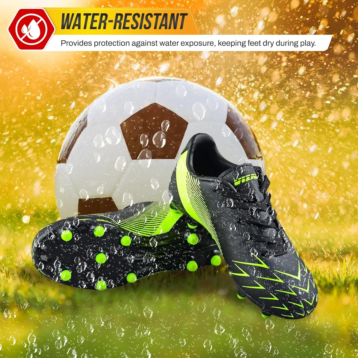 Vizari Ranger Youth Firm Ground Soccer Cleats  FG Outdoor Football Shoes | Ideal for Toddlers & Little/Big Kids | Snug Fit with Long-Lasting Comfort