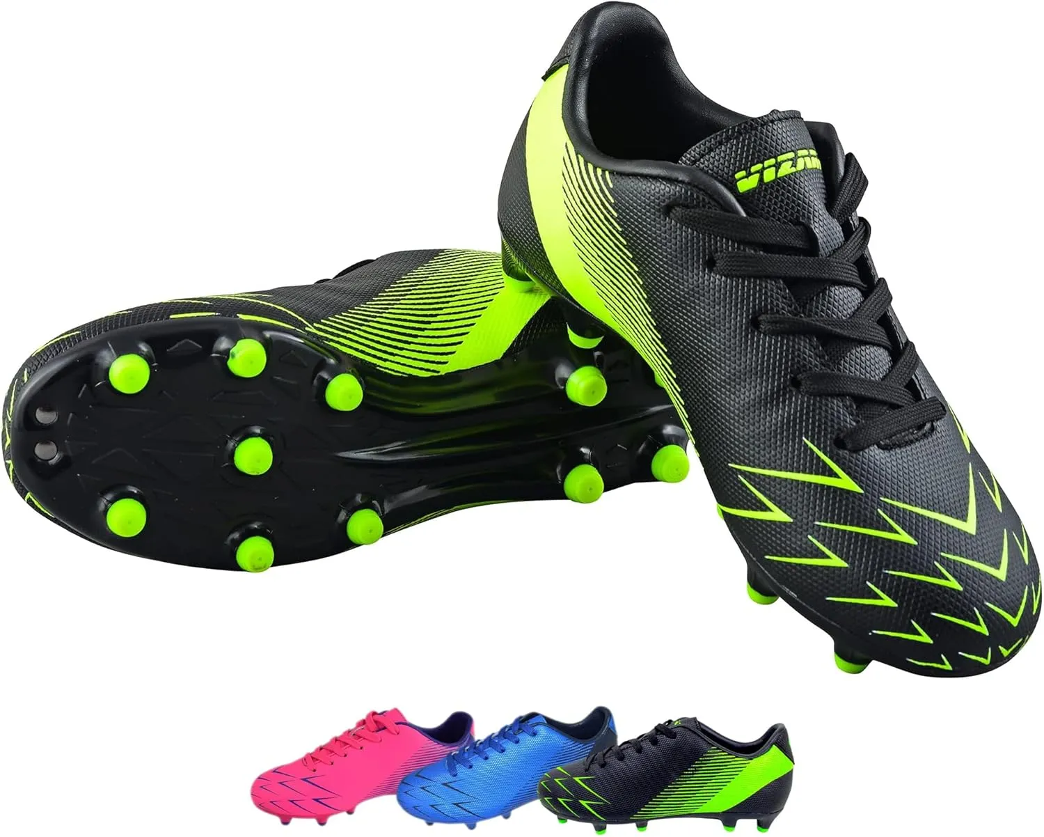 Vizari Ranger Youth Firm Ground Soccer Cleats  FG Outdoor Football Shoes | Ideal for Toddlers & Little/Big Kids | Snug Fit with Long-Lasting Comfort