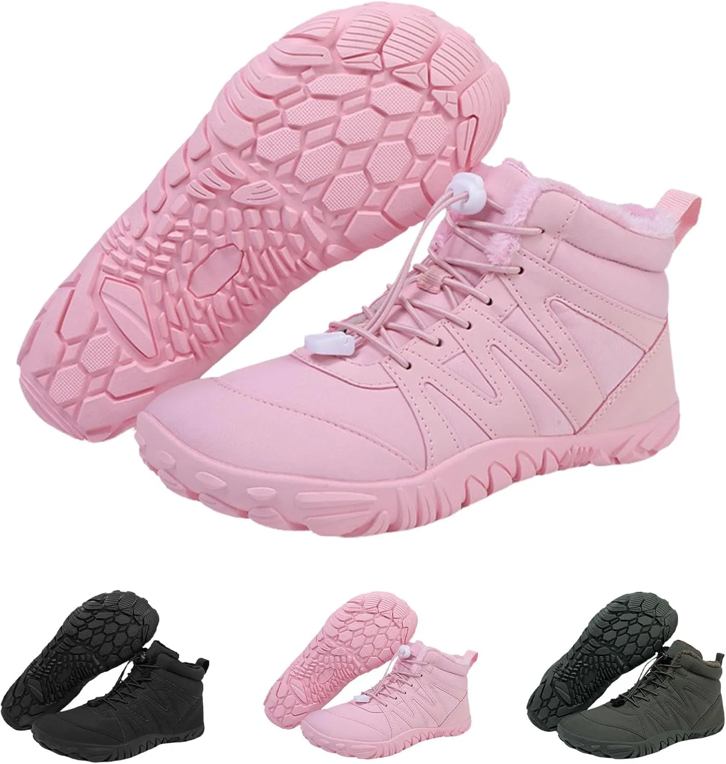 Winter Men's Women's Barefoot Shoes, Hiking Barefoot Winter Boots, Zero Drop Sole Trail Running Shoes Wide Toe Shoes