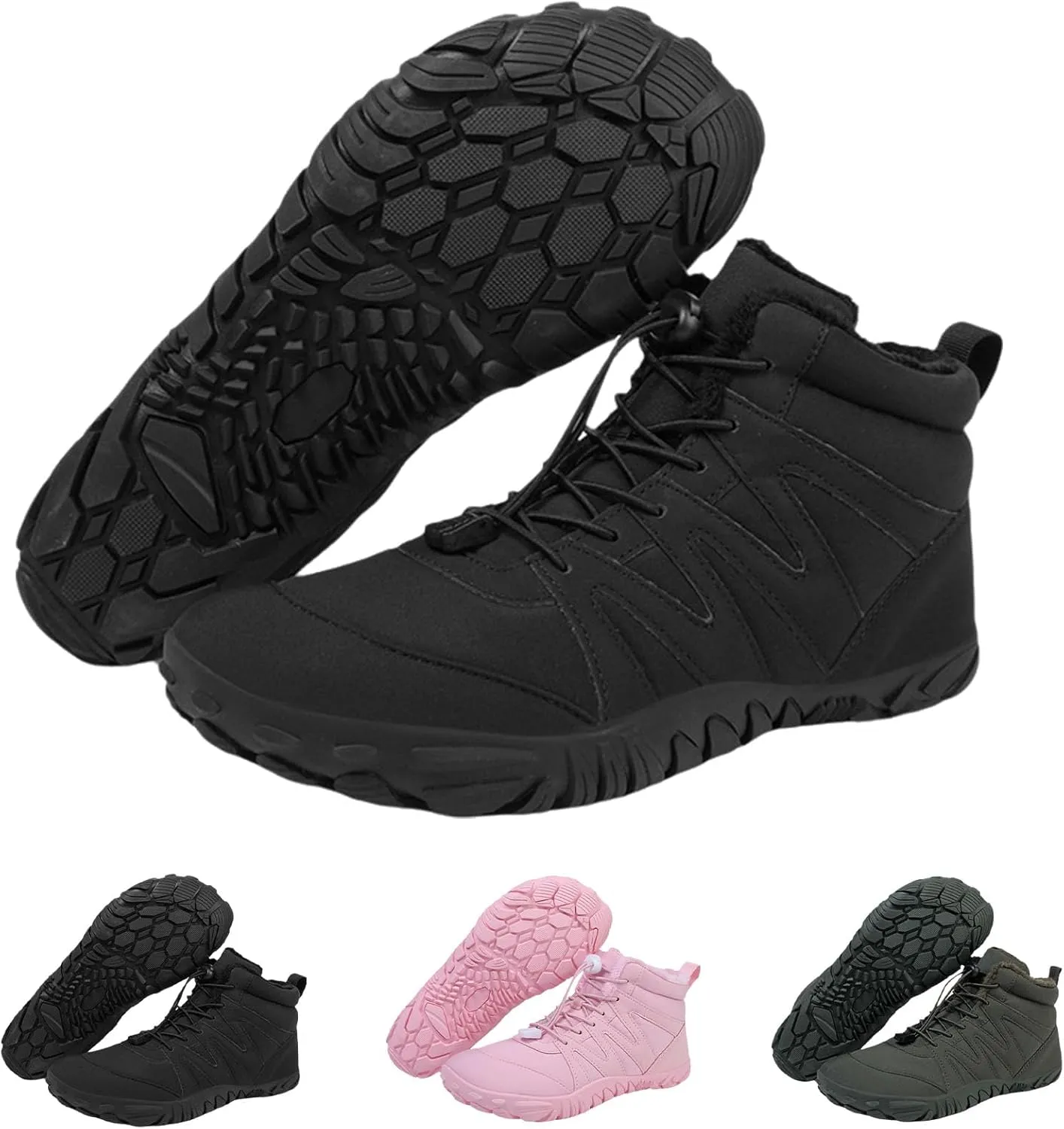 Winter Men's Women's Barefoot Shoes, Hiking Barefoot Winter Boots, Zero Drop Sole Trail Running Shoes Wide Toe Shoes