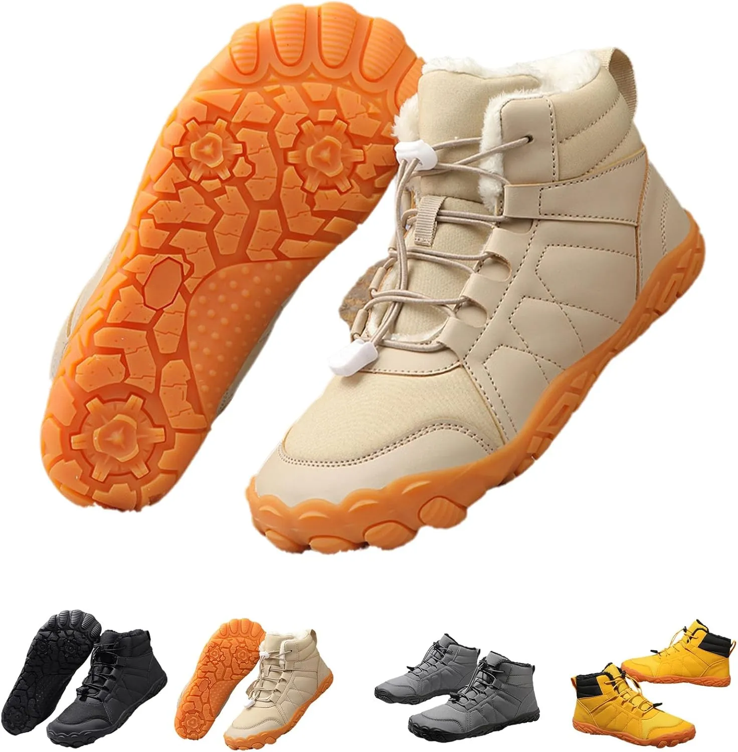 Winter Men's Women's Barefoot Shoes, Hiking Barefoot Winter Boots, Zero Drop Sole Trail Running Shoes Wide Toe Shoes